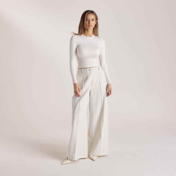 lounge underwear Wide-Leg Tailored Trousers - Cream