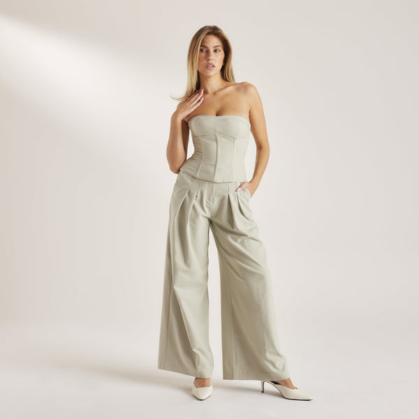 Lounge Underwear Woven Wide-Leg Trousers - Sage