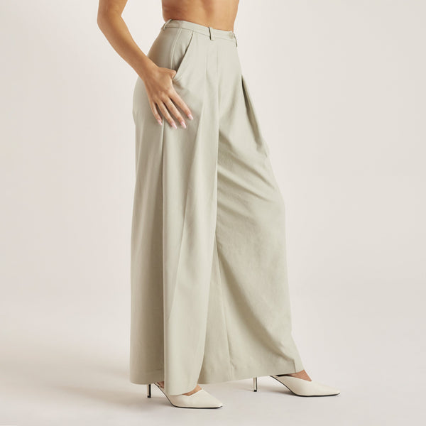 Lounge Underwear Woven Wide-Leg Trousers - Sage