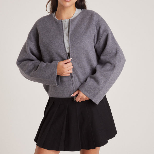 Lounge Underwear Zip-Up Cardigan - Charcoal