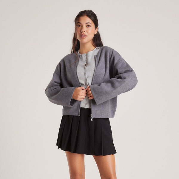 lounge underwear Zip-Up Cardigan - Charcoal