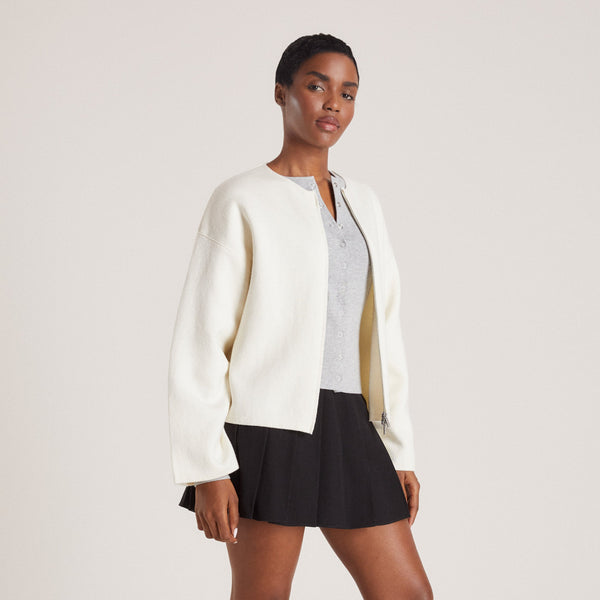 Lounge Underwear Zip-Up Cardigan - Creme