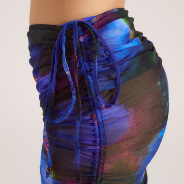 Lounge Underwear Midnight Tropics Printed Mesh Maxi Skirt - Midnight Blue