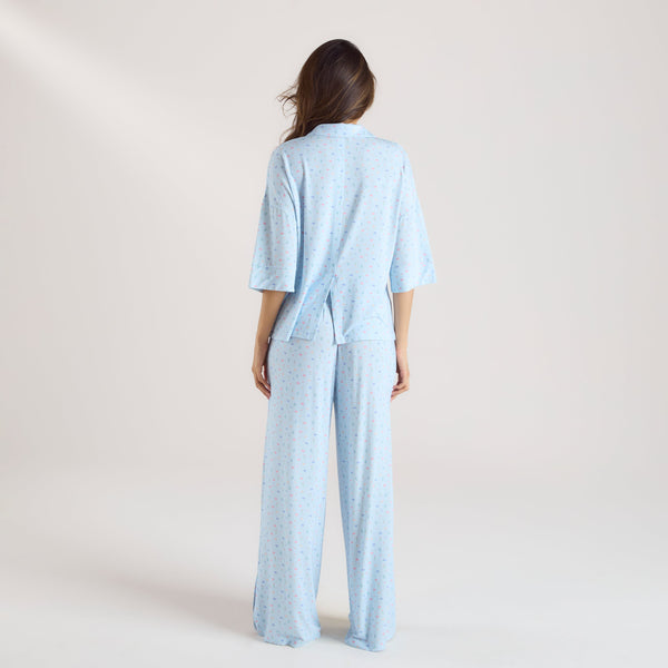 Lounge Underwear Modal Short Sleeve Pyjama Shirt - Blue Floral