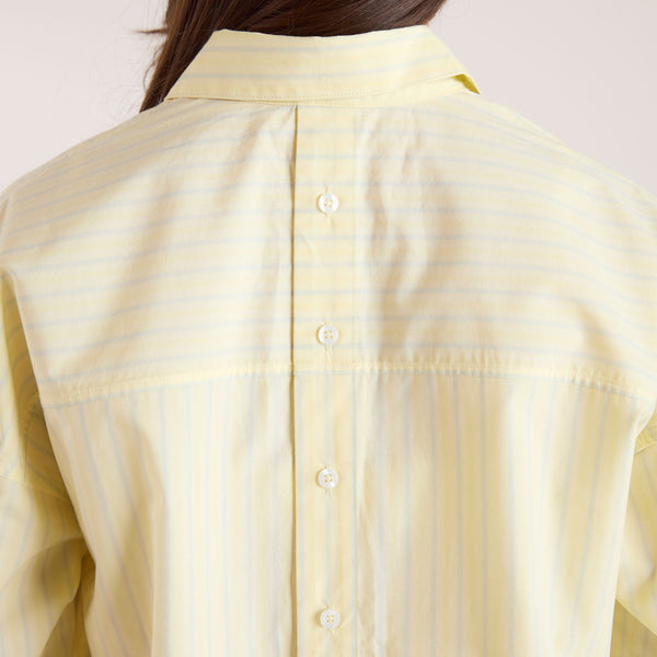 Lounge Underwear Oversized Striped Cotton Shirt - Yellow