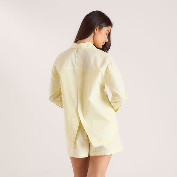 lounge underwear Oversized Striped Cotton Shirt - Yellow