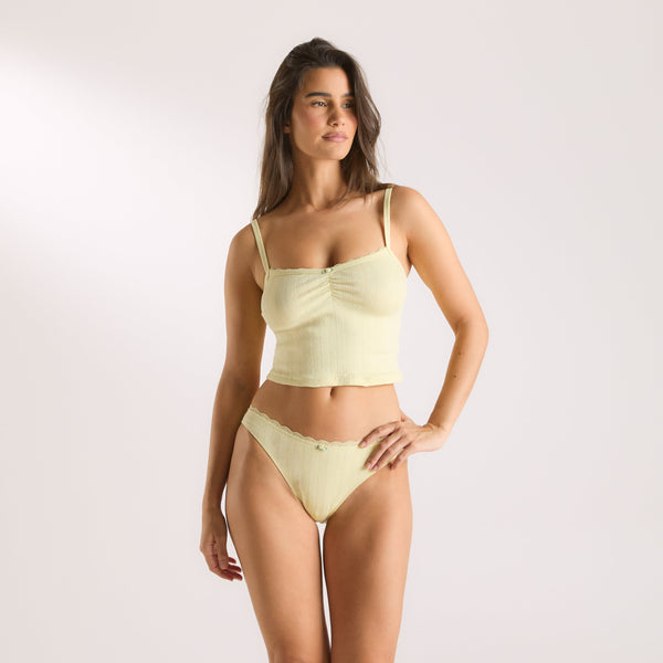 Lounge Underwear Pointelle Cami Pyjama Top - Buttercup Yellow