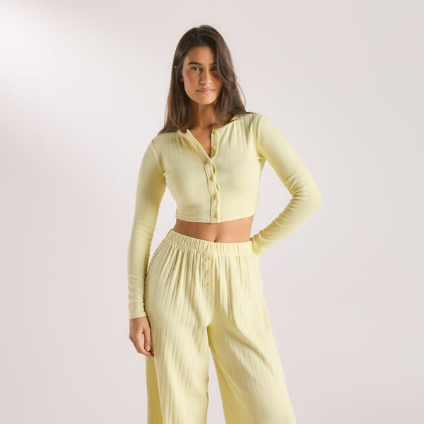 Lounge Underwear Pointelle Cardigan - Buttercup Yellow