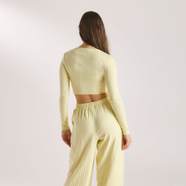 lounge underwear Pointelle Cardigan - Buttercup Yellow