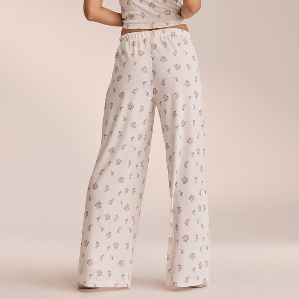 Lounge Underwear Pointelle Pyjama Bottoms - White Floral