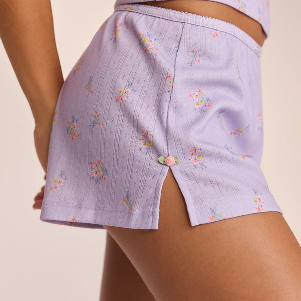 lounge underwear Pointelle Pyjama Shorts - Lilac Floral