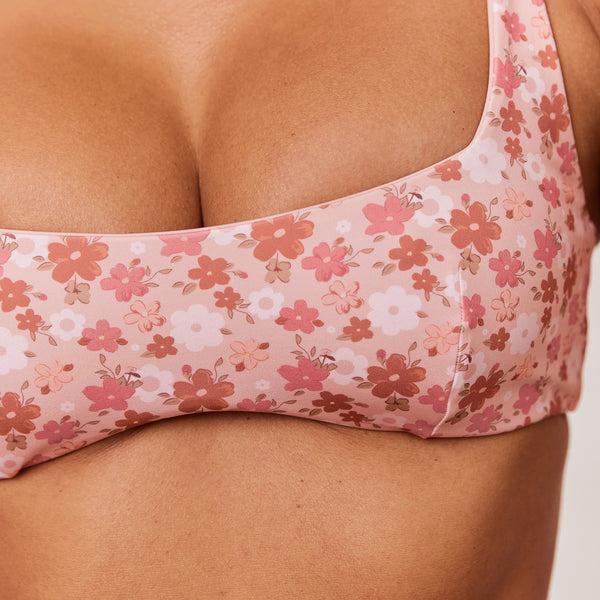 lounge underwear Reversible Plunge Bikini Top - Pink/Floral