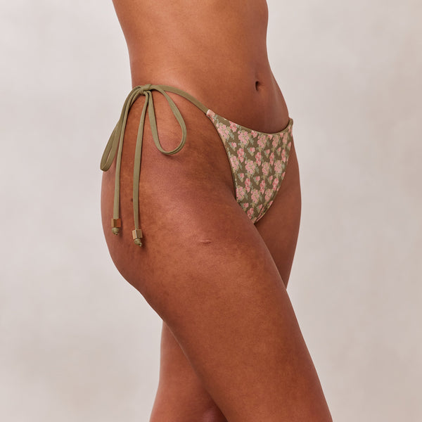 Lounge Underwear Reversible Tie Side Bikini Briefs - Green/Floral