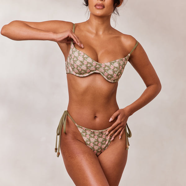 lounge underwear Reversible Tie Side Bikini Briefs - Green/Floral