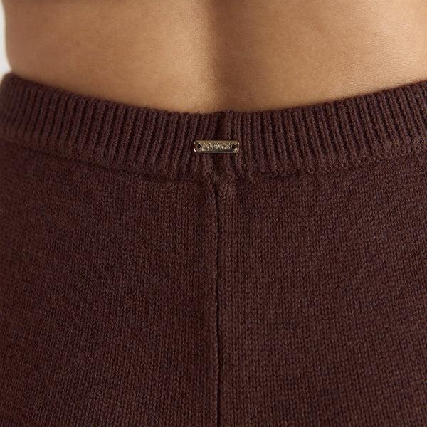 Lounge Underwear Ribbed Hem Knitted Trousers - Chocolate