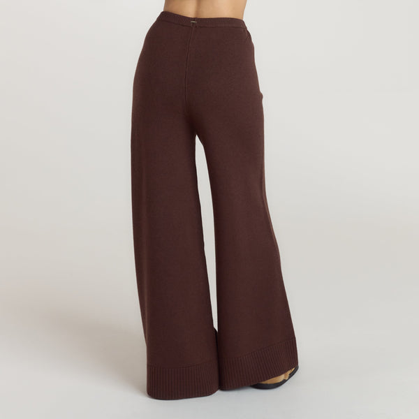 lounge underwear Ribbed Hem Knitted Trousers - Chocolate