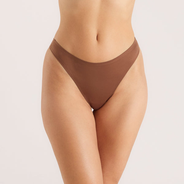 lounge underwear Seamless Bonded Thongs (3-Pack) - Chestnut