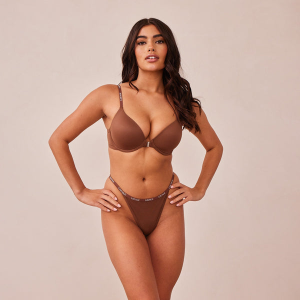 Lounge Underwear Smooth Front Fastening T-shirt Bra - Chestnut