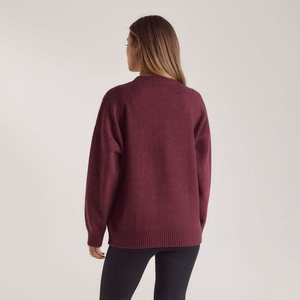 lounge underwear Stripe Knitted Crew Neck Jumper - Burgundy