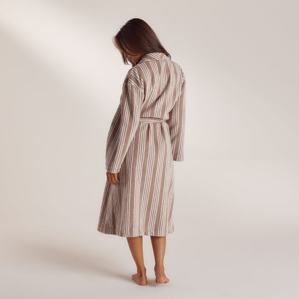 lounge underwear Towelling Dressing Gown - Striped Malt