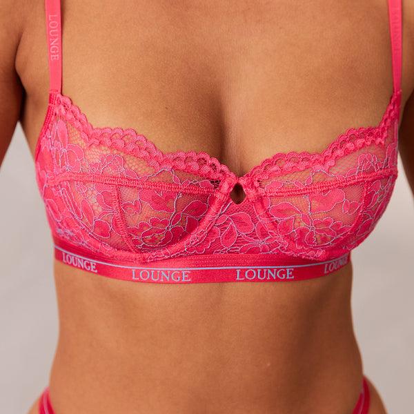 Lounge Underwear Two-Tone Blossom Balcony Bra - Hot Pink