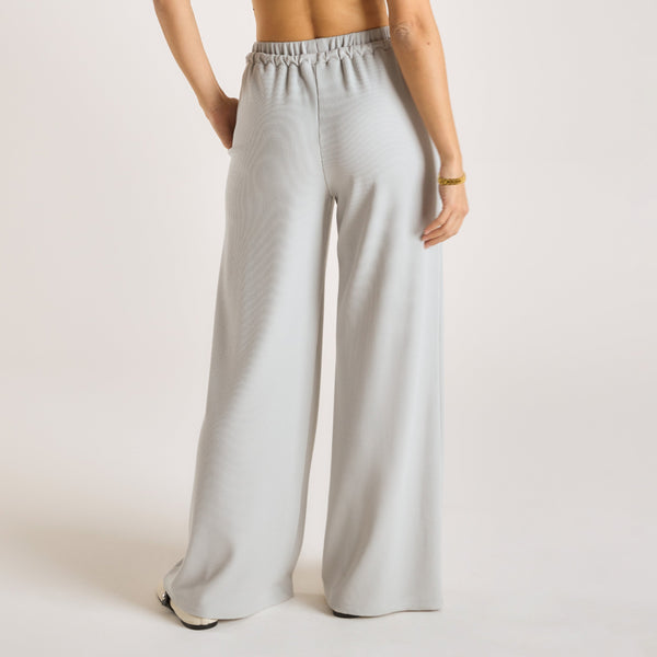 lounge underwear Waffle Wide Leg Trousers - Frost Grey