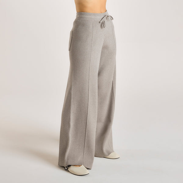 Lounge Underwear Wide Leg Knitted Trousers - Warm Grey