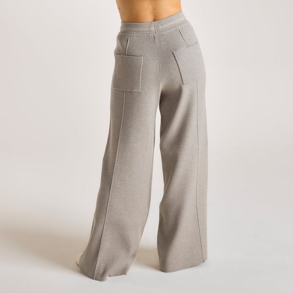 lounge underwear Wide Leg Knitted Trousers - Warm Grey