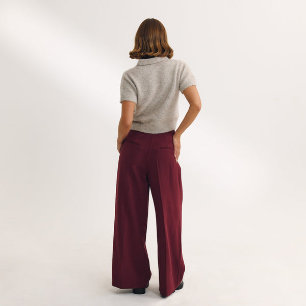 Lounge Underwear Wide-Leg Tailored Trousers - Cherry Lacquer