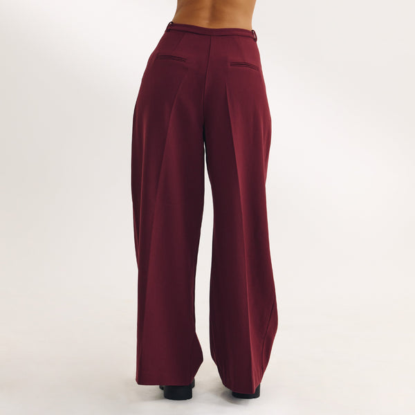 Lounge Underwear Wide-Leg Tailored Trousers - Cherry Lacquer