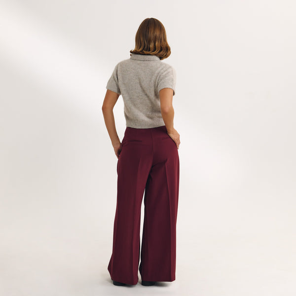 Lounge Underwear Wide-Leg Tailored Trousers - Cherry Lacquer