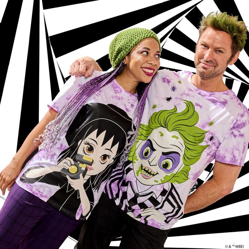 loungefly Beetlejuice & Lydia Deetz Reversible Tie-Dye Unisex Tee