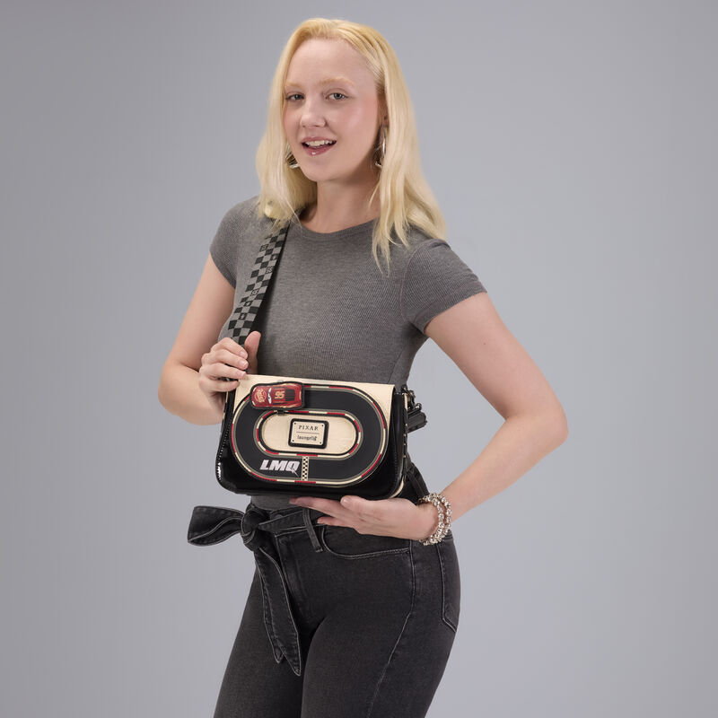 loungefly Cars Lightning McQueen Racetrack Crossbody Bag