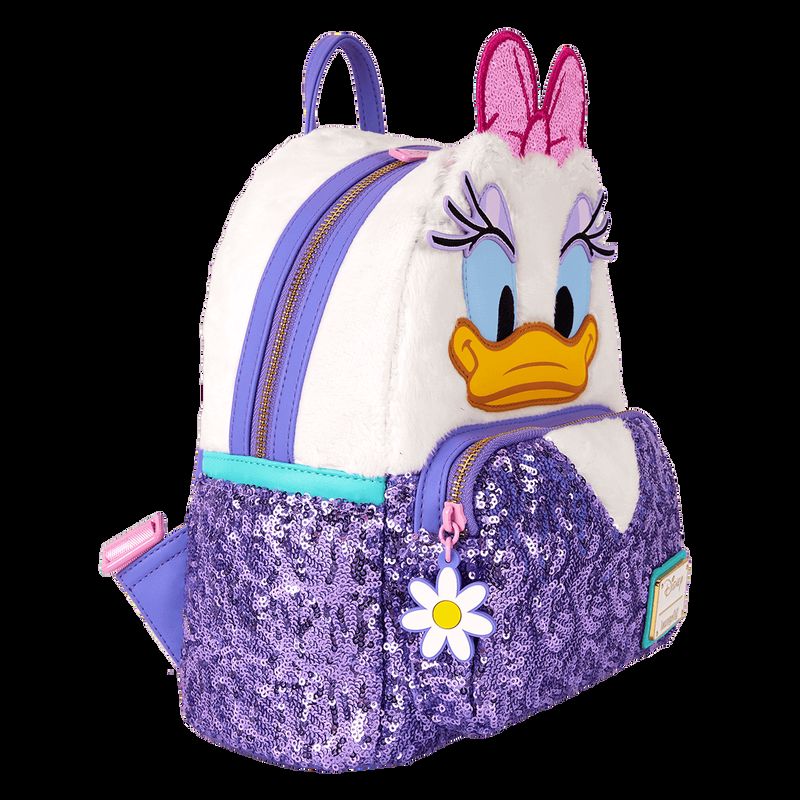 Loungefly Daisy Duck 85th Anniversary Sequin Plush Cosplay Mini Backpack