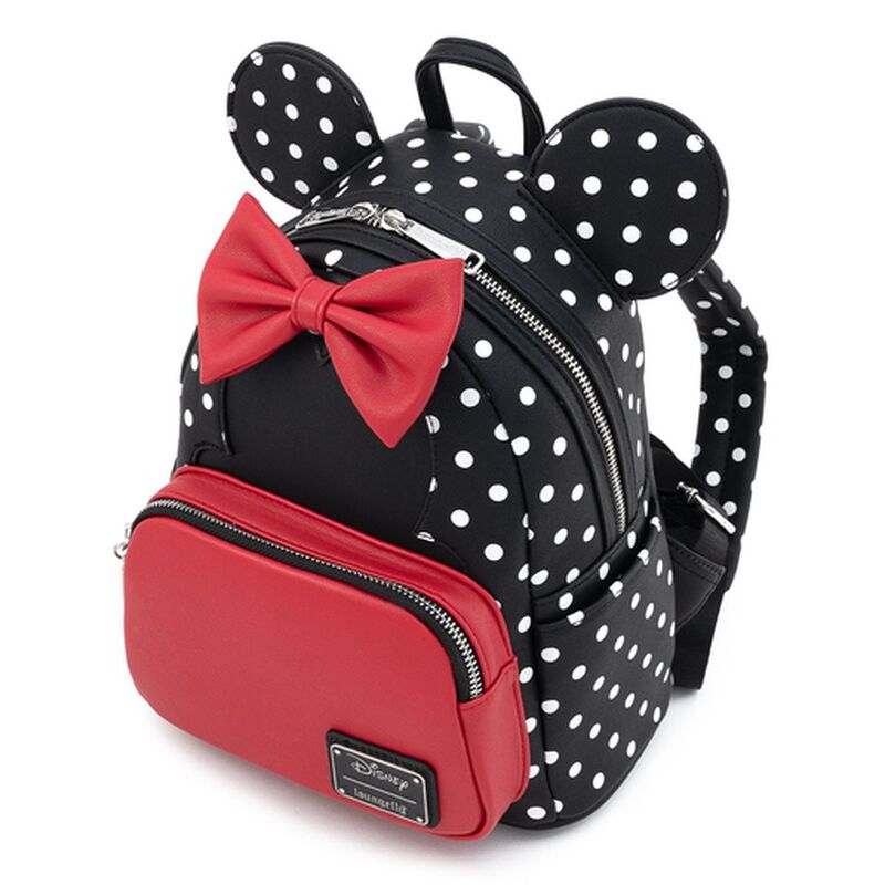 Loungefly Disney Minnie Mouse Black & White Polka Dot Cosplay Mini Backpack