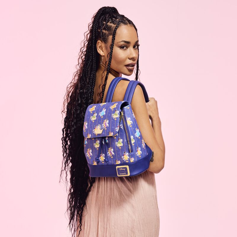 loungefly Disney Princess Carousel All-Over Print Drawstring Mini Backpack