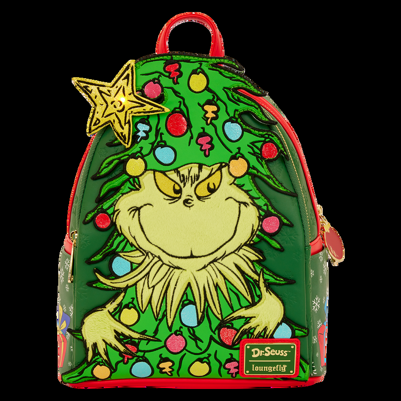 Loungefly Dr. Seuss How The Grinch Stole Christmas Tree Light Up Plush Mini Backpack