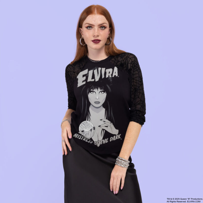 loungefly Elvira Mistress of the Dark Glow Unisex Raglan Tee