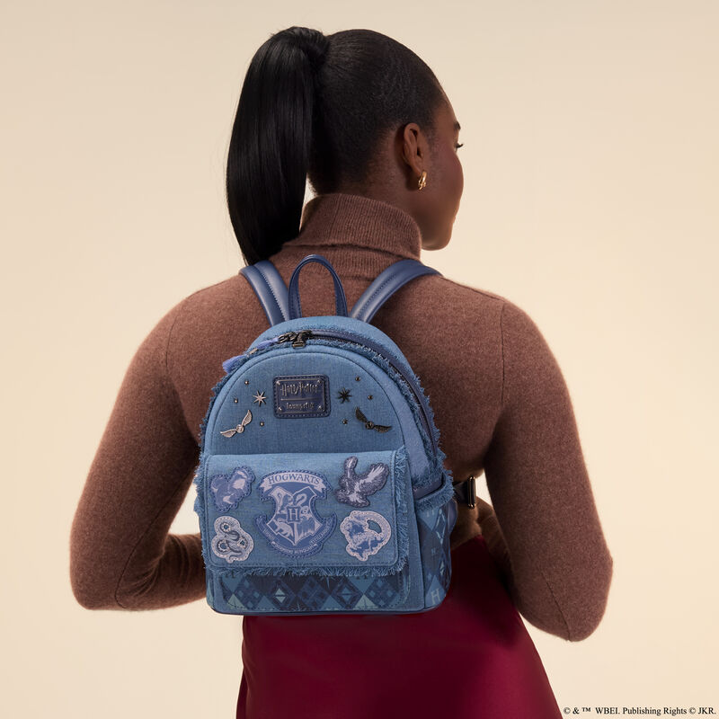 loungefly Harry Potter Hogwarts Denim Mini Backpack