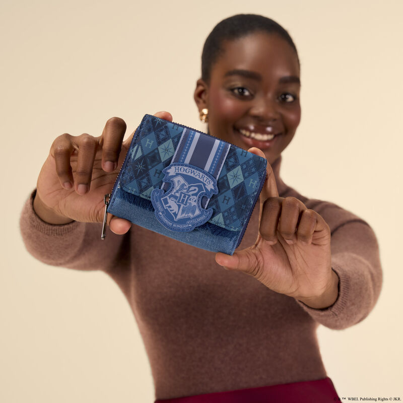 loungefly Harry Potter Hogwarts Denim Tri-fold Wallet