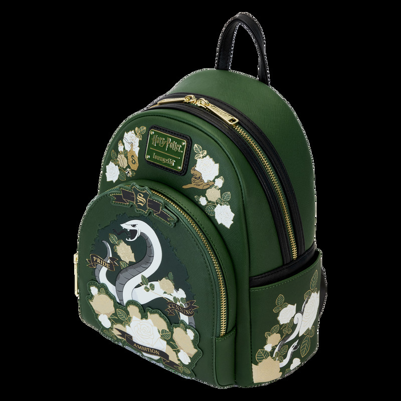 Loungefly Harry Potter Slytherin House Floral Tattoo Mini Backpack