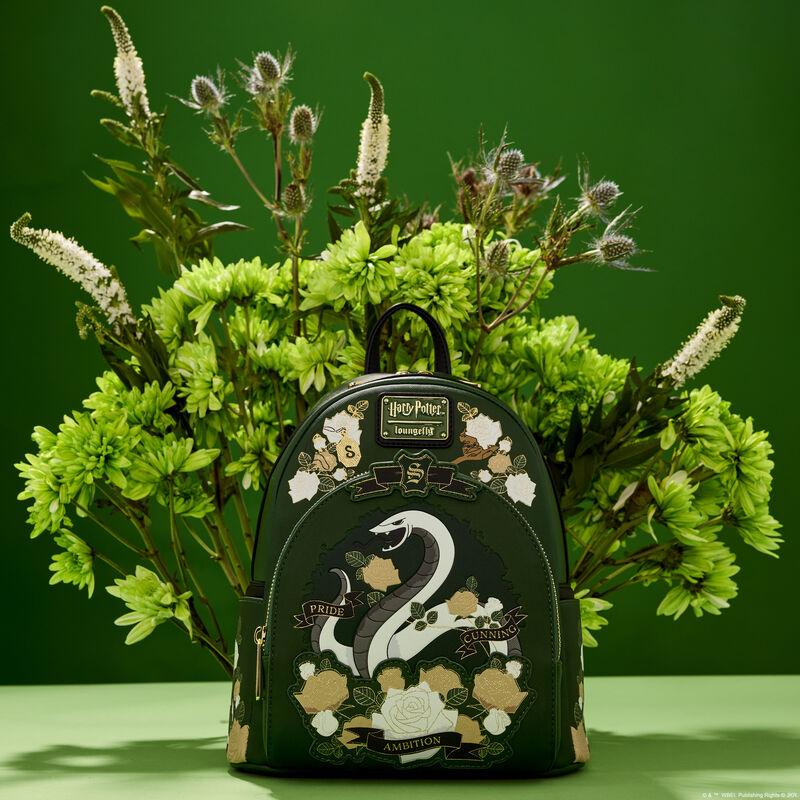 loungefly Harry Potter Slytherin House Floral Tattoo Mini Backpack