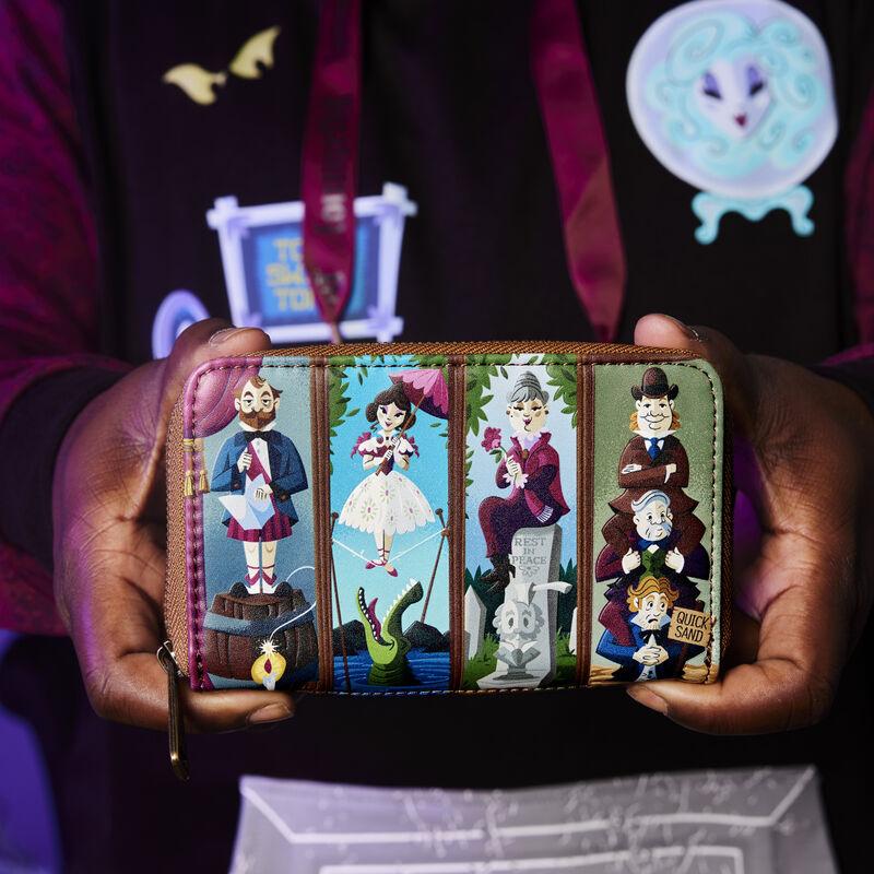 Loungefly Haunted Mansion Stretching Room Portraits Glow Zip Around Wallet