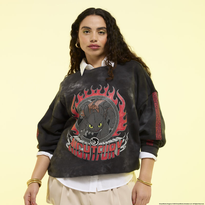 loungefly How To Train Your Dragon Night Fury Crewneck Sweatshirt