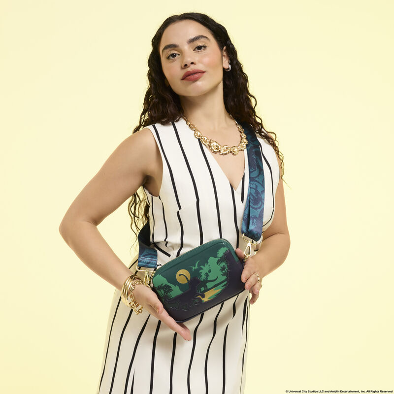 loungefly Jurassic World Jungle Dinosaur Silhouette Sling Crossbody Bag With Coin Bag