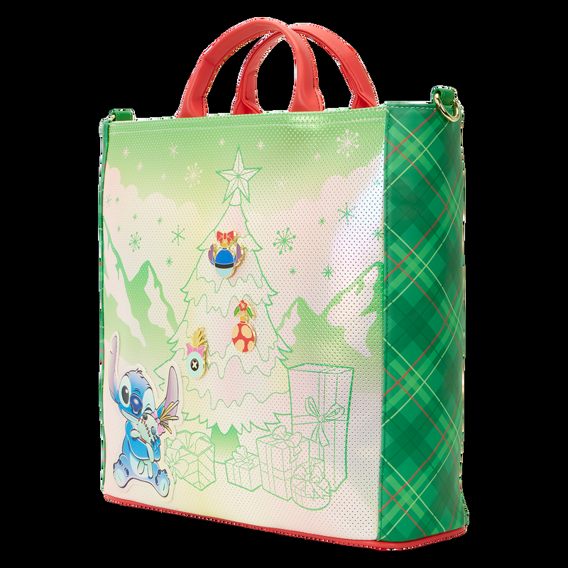 Loungefly Lilo & Stitch Holiday Tote Pin Trader Crossbody Bag