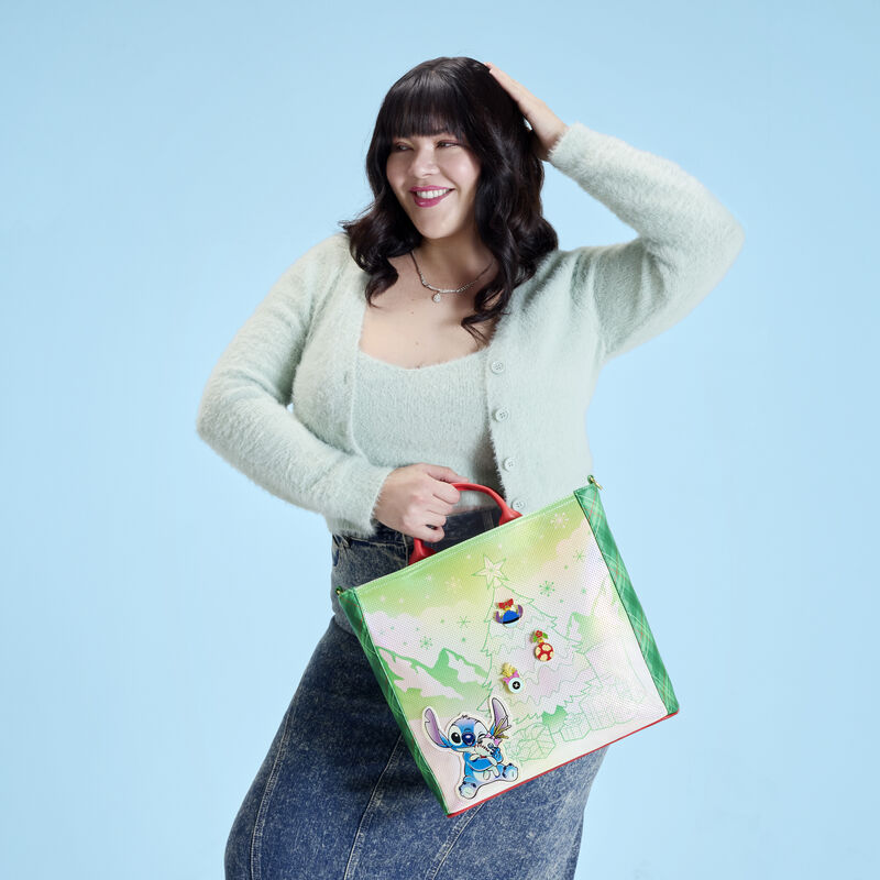 loungefly Lilo & Stitch Holiday Tote Pin Trader Crossbody Bag