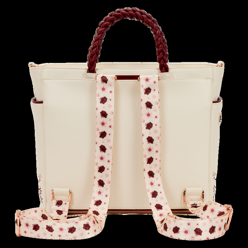 Loungefly Loungefly Cream & Red Floral Convertible Backpack And Tote Crossbody Bag
