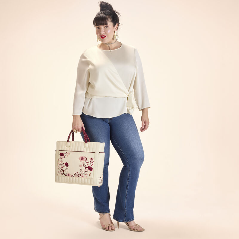 loungefly Loungefly Cream & Red Floral Convertible Backpack and Tote Crossbody Bag