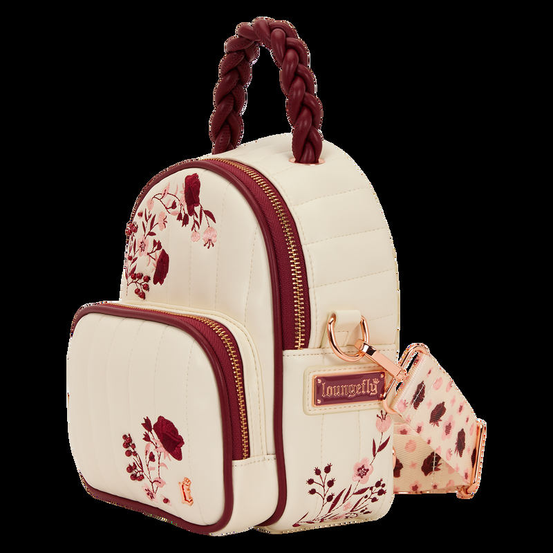 Loungefly Loungefly Cream & Red Floral Convertible Mini Backpack & Crossbody Bag
